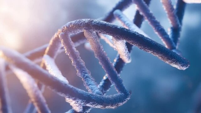 Rendered image of double helix DNA structure with vibrant colors and glowing effects on a soft background 4k video footage