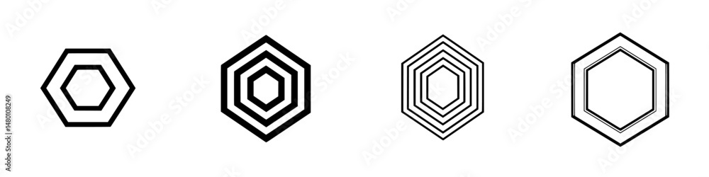 Poster vector illustration of hexagonal icons depicting various designs and patterns in a simple and modern