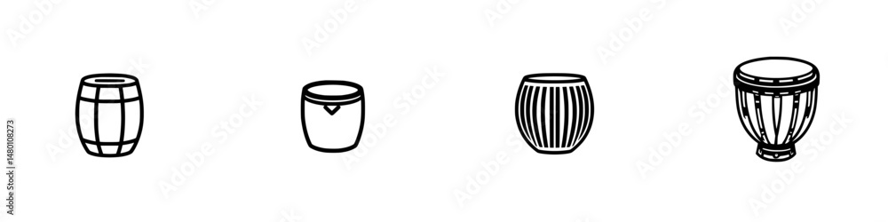 Poster vector illustration of various drum types highlighting different shapes and sizes for music enthusia