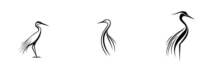 Elegant vector illustration of herons showcasing different postures in a minimalist style