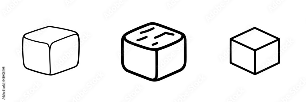 Poster vector illustration of three distinct ice cubes in various shapes, ideal for design projects and cul