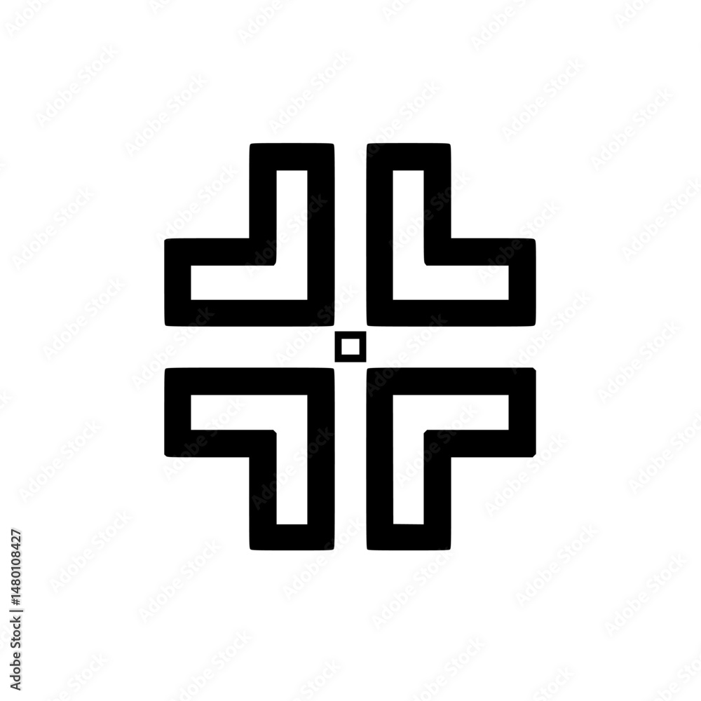 Poster vector illustration of a geometric design featuring a cross-like pattern in a minimalist style