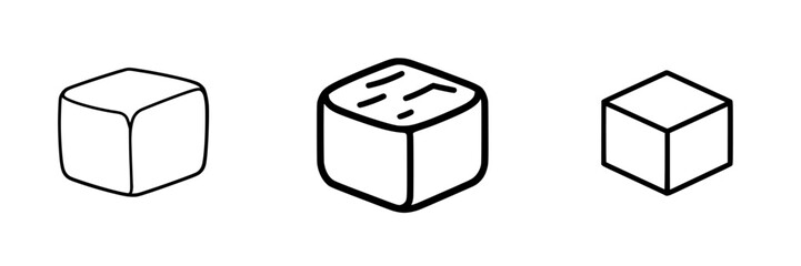 Vector illustration of three distinct ice cubes in various shapes, ideal for design projects and culinary themes