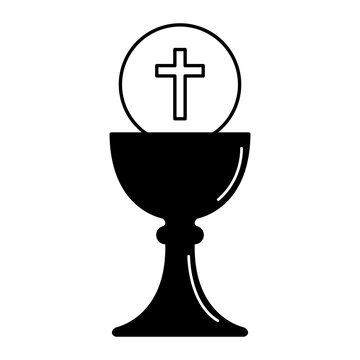 Chaliz hand drawing cross church cup element design