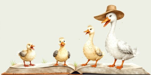 Cartoon Ducks - Illustrated Book Style Farm Animals