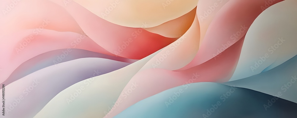 Poster abstract pastel color design with flowing curves.