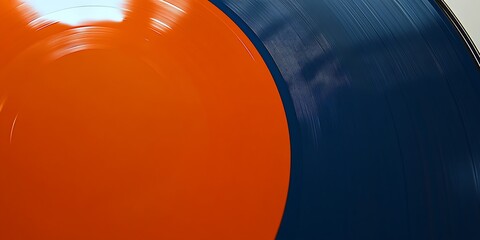 Vivid half-orange, half-dark-blue vinyl record; close-up showing color and texture