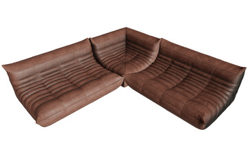 Modern brown leather corner sofa – 3D render