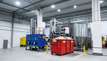 Fototapeta premium Modern Industrial Facility with Equipment and Machinery in Warehouse