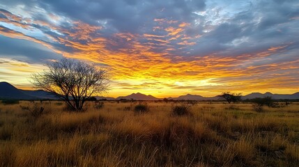 sunset over the field