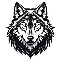 wolf head logo black and white