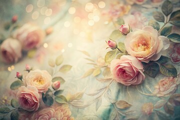 Obraz premium Long Exposure Vintage Floral Print: Delicate Hand-Drawn Botanical Design