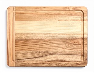 Wooden cutting board with juice groove and natural wood grain texture