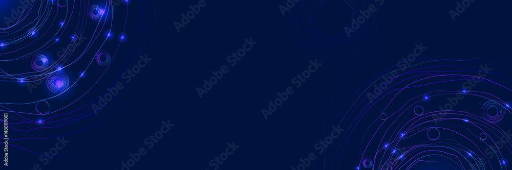 Poster abstract blue background with circular lines.