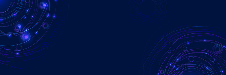 Abstract blue background with circular lines.