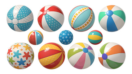 Fototapeta premium Various beach balls isolated on transparent background