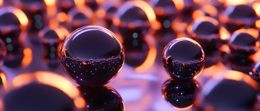 A close up of many small purple spheres