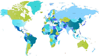 Obraz premium World map. Color modern vector map. Silhouette map. 