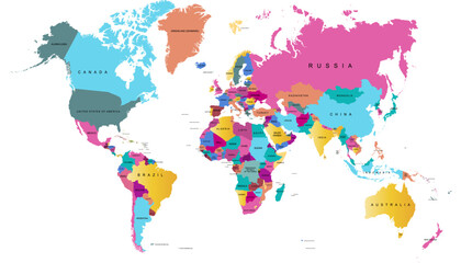 World map. Color modern vector map. Silhouette map.	