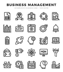 Business Management Icons Pack Lineal Style. Vector illustration.