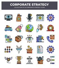 Collection of 25 Corporate Strategy Icons: Business Planning. Management. and Growth