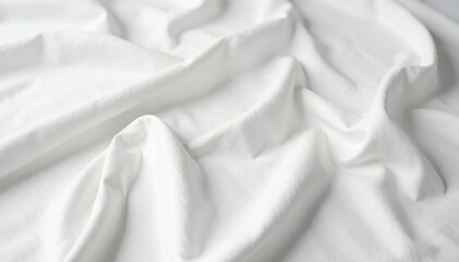 Obraz premium Linen sheet set, crisp white, natural texture, bedroom essentials, natural bedding