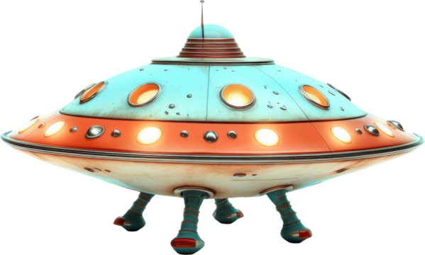 Retro Vintage Futuristic Flying Saucer