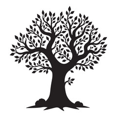 black tree silhouette on white background, symbol, shape