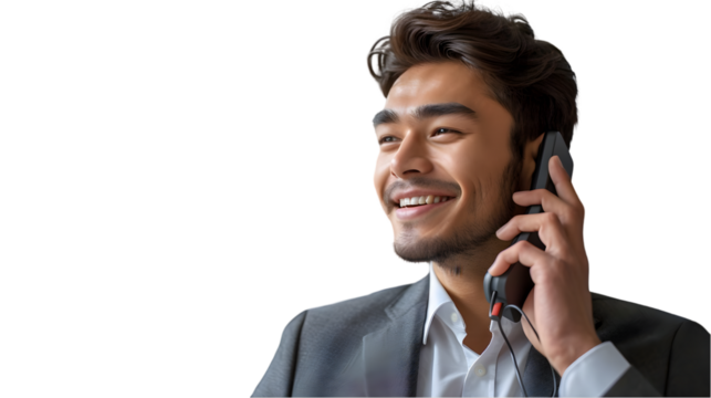 Happy businessman phone call. (2)