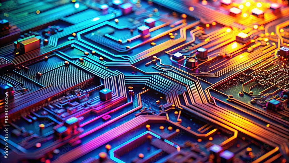 Poster macro shot of digital circuitry: abstract technology background