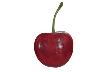 Fresh red cherry with stem – 3D render