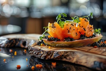 A ripe papaya sliced open, vibrant orange flesh 