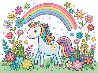 Magical Unicorn Doodle Landscape Invitation Design