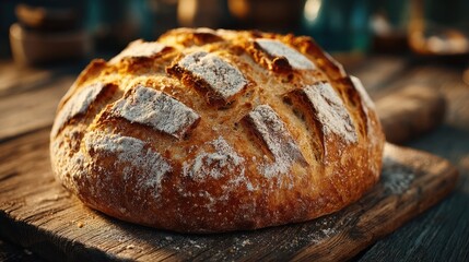 Artisan Bread Displayed on Rustic Wooden Table for Advertising Use