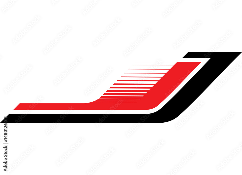 Poster high-speed vector design featuring a red and black striped racing pattern on a white background. per