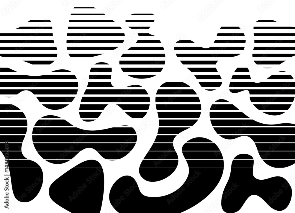 Poster black and white vector background.. modern black and white striped pattern in the form of camouflage