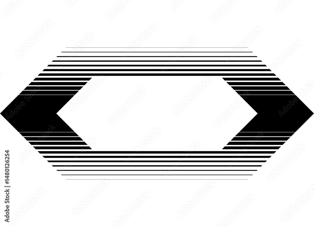 Poster modern striped pattern. hexagonal design element of thin black lines on white background. vector bac