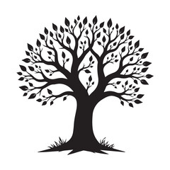 Obraz premium black tree silhouette on white background, symbol, shape
