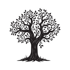black tree silhouette on white background, symbol, shape