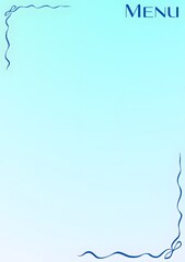 Light blue menu template with ribbon design and menu text in the upper right corner