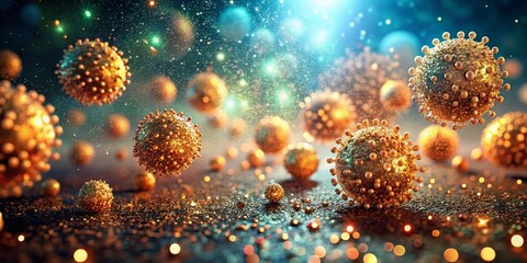 Fototapeta premium Microscopic Copper Glitter Medical Illustration Panoramic