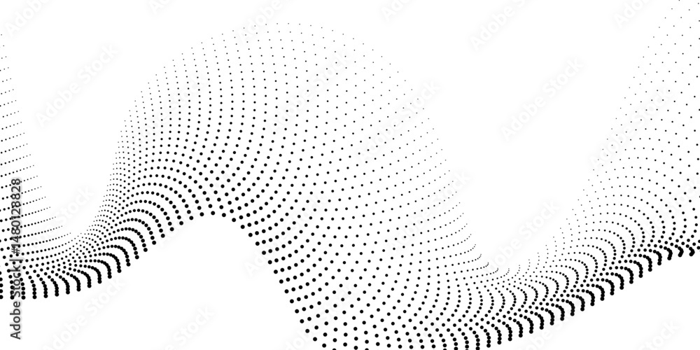 Poster 3d blue techno background. big data visualization on dark space with dotted lines shape effect decor
