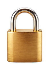 Naklejka premium golden padlock isolated on white background, PNG