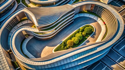 Minimalist Architecture: Dynamic Curvilinear Lines Aerial View