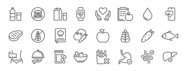 Healthconscious lifestyle icons collection nourishing choices