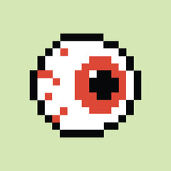 Fototapeta premium Retro 8-bit eyeball icon on pastel lime pixel background