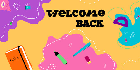 word writing text welcome back to new. business concept for welcome to start new day of school.