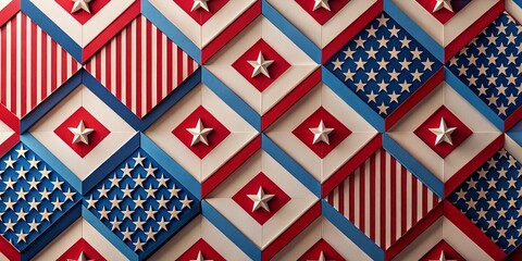 Minimalist Memorial Day Remembrance: Repeating Patriotic Pattern