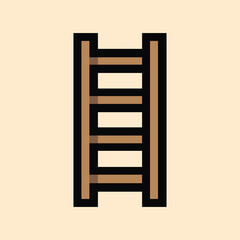 Retro 8-bit ladder icon on creamy peach pixel background
