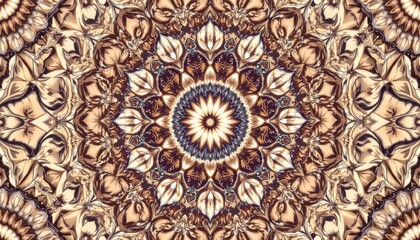 mandala seamless pattern with intricate radial symmetry and soft earth tones fitting for yoga studio walls and holistic wellness promotions